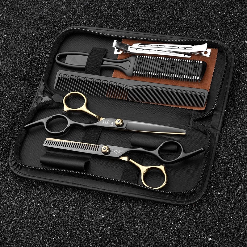 Fcysy Hair Cutting Scissors Kit, Professional Barber Shears Set with Hair Scissors Thinning Shears, Tijeras para Cortar Cabello Haircutting Sheers Hair Cut Blending Salon Scissor for Men Women Pet - Image 5